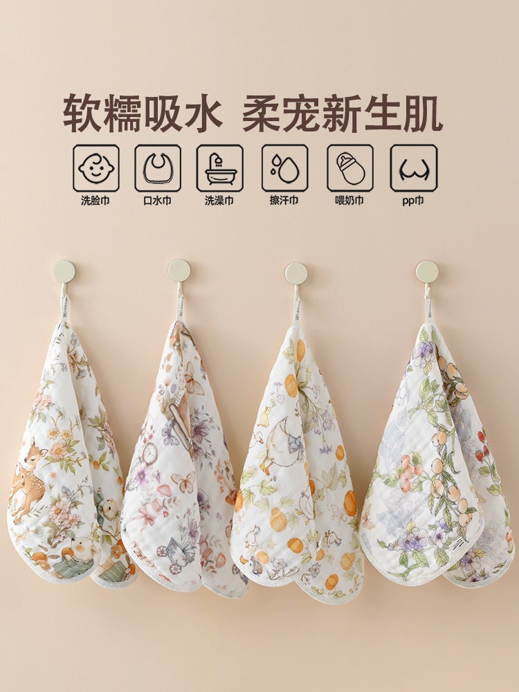 Baby Saliva Towel Type A Pure Cotton Baby Towel Baby Gauze Towel Six-Layer Seersucker Cotton Small Towel - Image 5